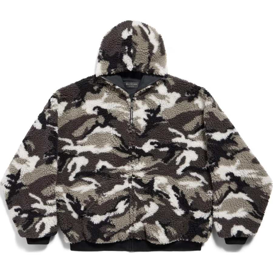 Balenciaga Ski Zip Up Hooded Teddy Jacket
