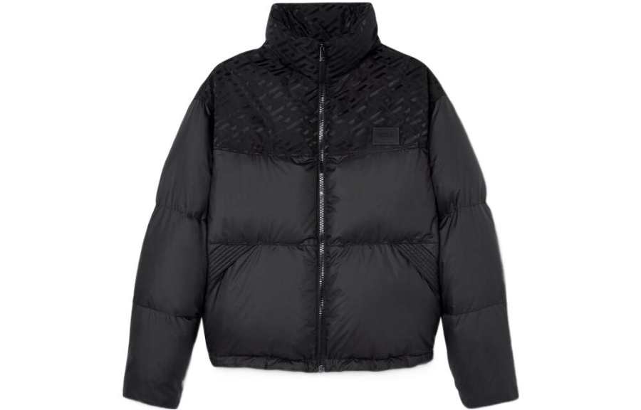VERSACE VERSACE Logo Patch Zip Up Padded Jacket