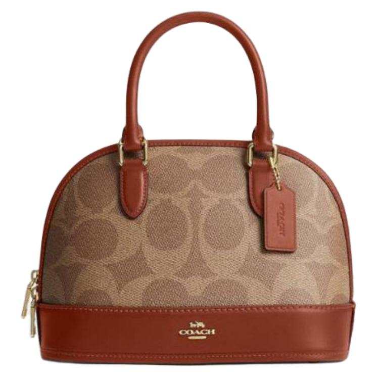 COACH Artificial Leather One Shoulder Handbag Medium Women's Brown Yellow & Caramel
