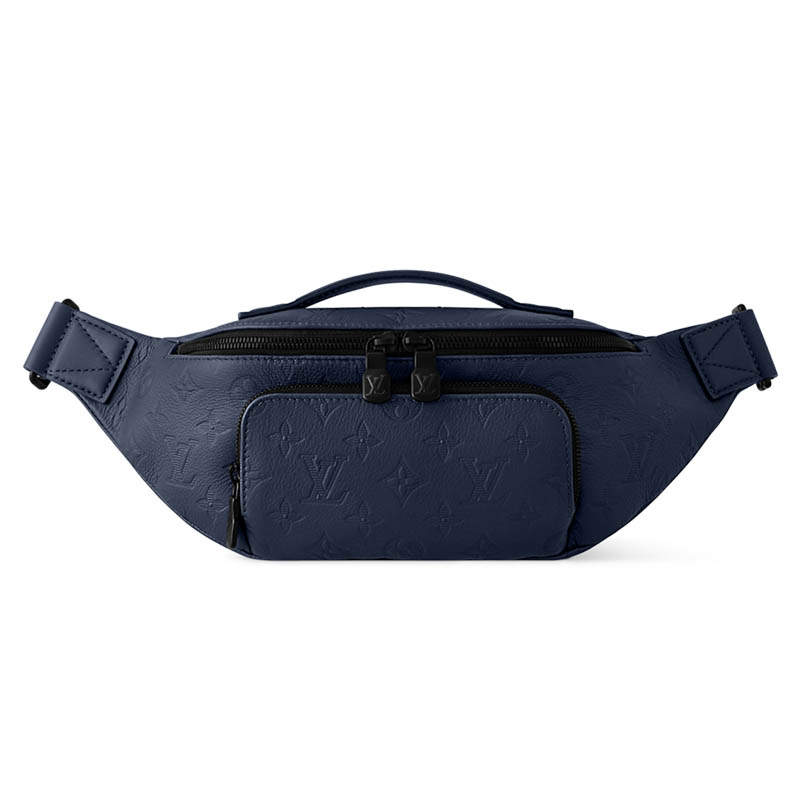 LOUIS VUITTON RUSH Monogram Shadow Embossed Cow Leather Fanny Pack Women's Marine Blue