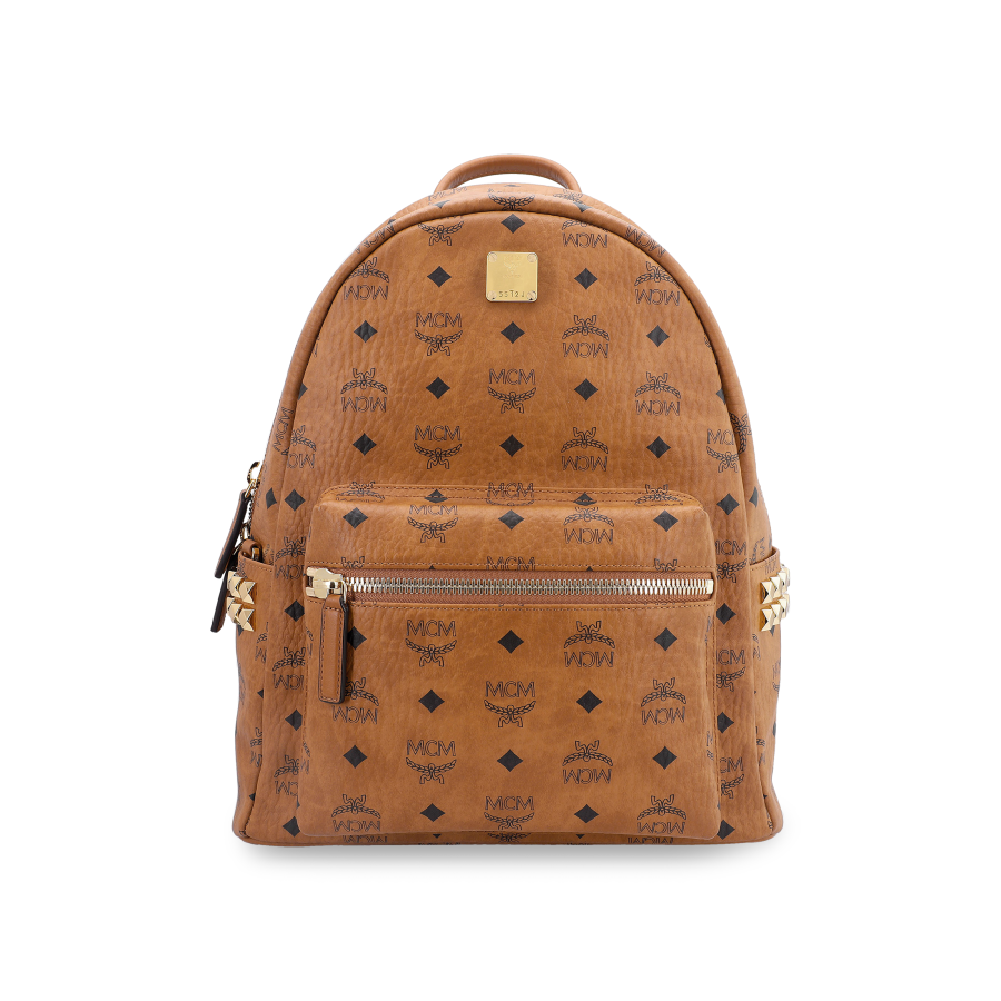 MCM MCM PVC Polyvinyl Chloride Leather Backpack Regular Unisex Brown Cognac