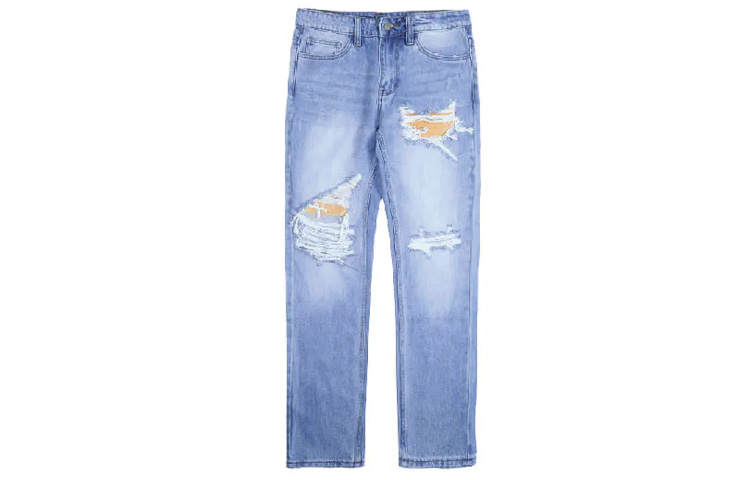 Drew house Smiley Collection Jeans Unisex Vintage Indigo Moderate Ripped Pants