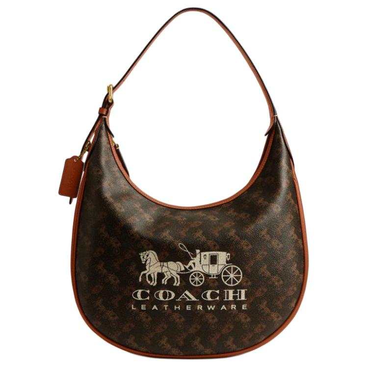 COACH Ace Artificial Leather With Cow Leather Crescent Bag, Crossbody Bag, Shoulder Bag Large Women's Truffle