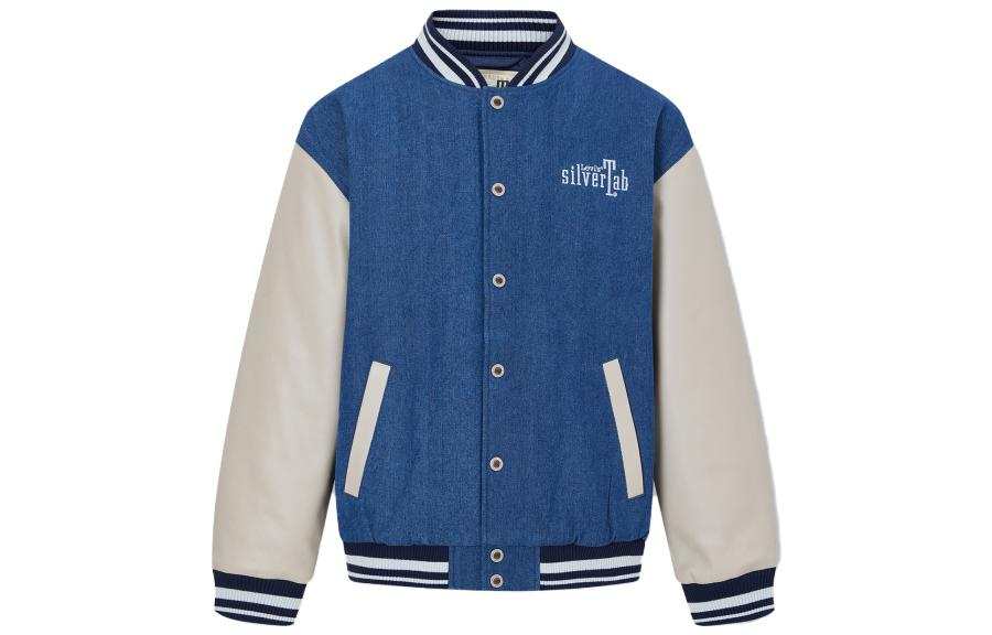 Levis Levis Silver Logo Collection Baseball Jacket Men's Blue White Multicolor