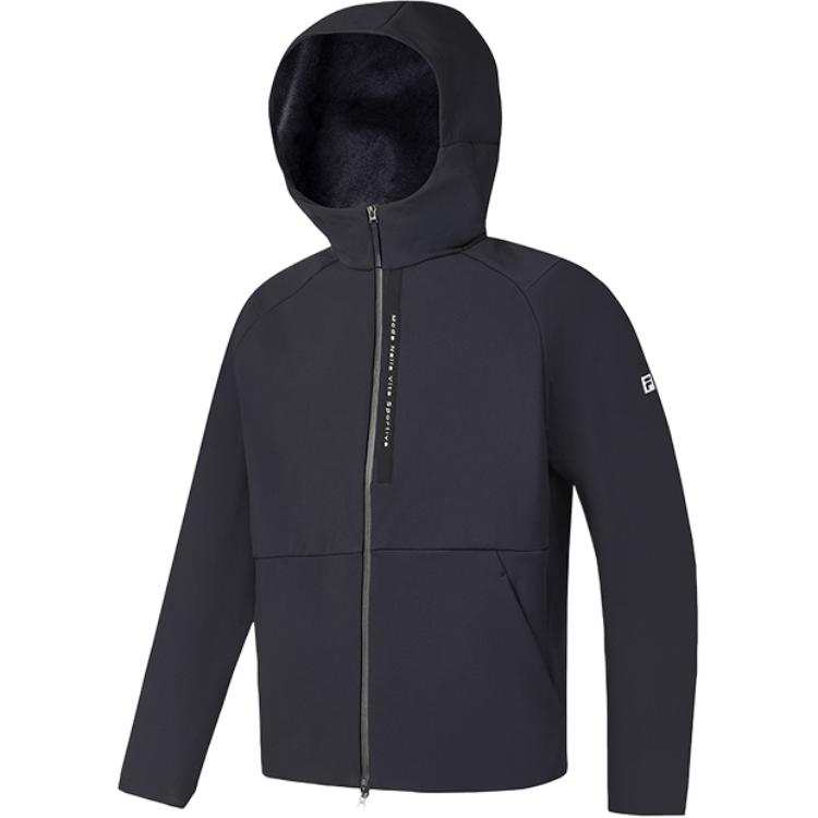 FILA Fitness Brand Logo Zipper Sports Loose Fit Fleece Lined Jacket Men's Royal Blue