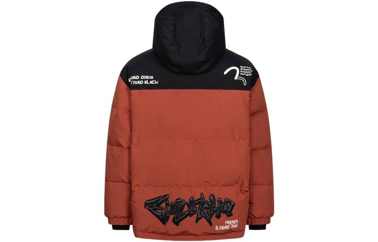 EVISU EVISU Down Jackets Men's Orange Hooded Moderate Down Jacket