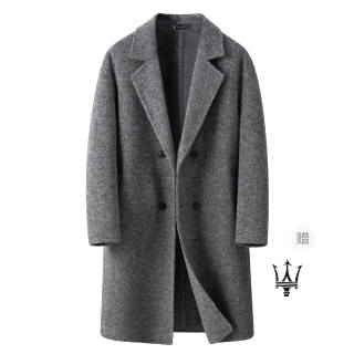 Maserati Coats Unisex Light Gray Suit Collar Thickened Straight Fit