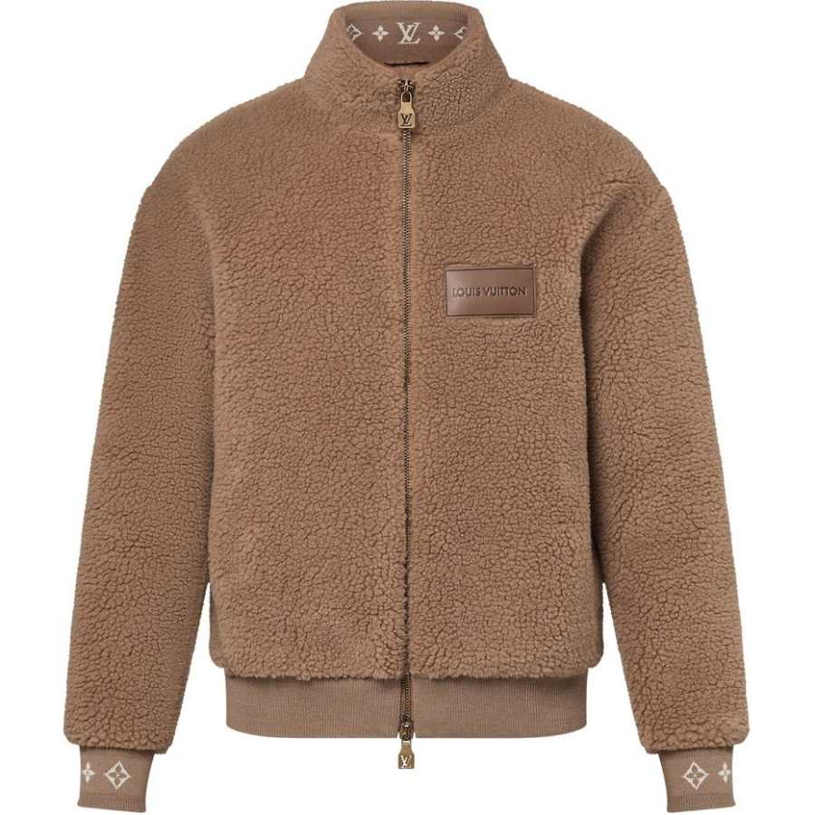 LOUIS VUITTON 1AGLXN Leather Patch Fleece Blouson
