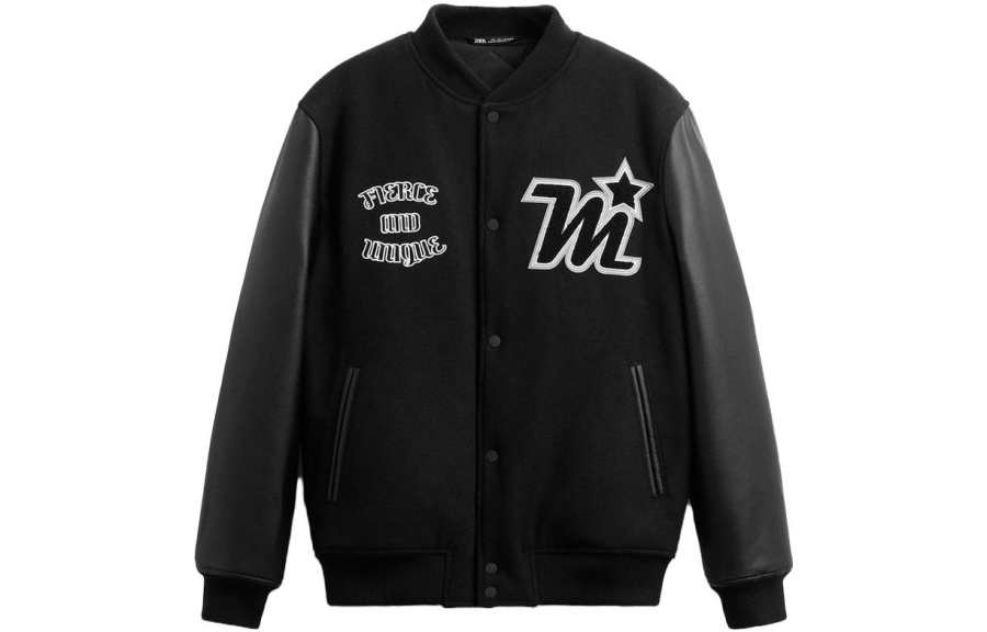 ZARA ZARA Jackets Men's Black Lapel Moderate Pilot