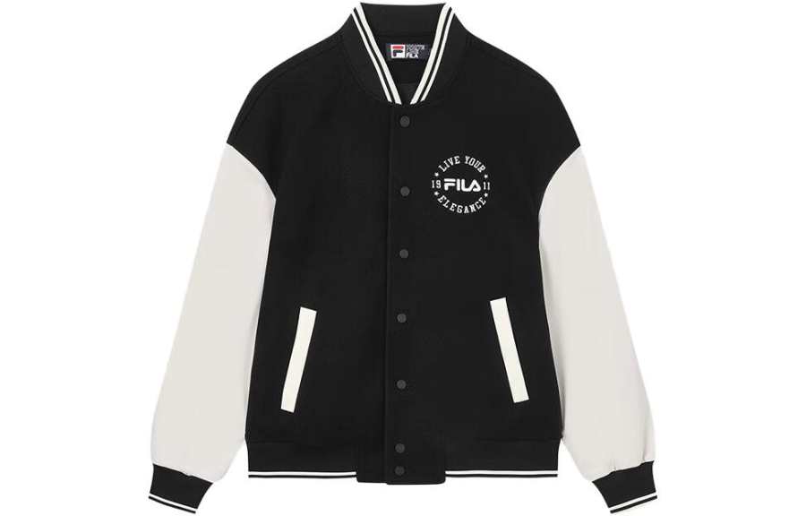 FILA Baseball Jerseys Unisex Ivory Baseball Collar Moderate Straight Fit