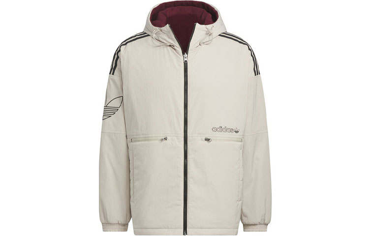 Adidas Originals Trefoil Collection Outfit Puffer Jacket Men's Beige