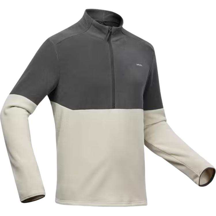 DECATHLON MH500 Fleece Clothing Men's Moonlight Beige/Carbon Gray
