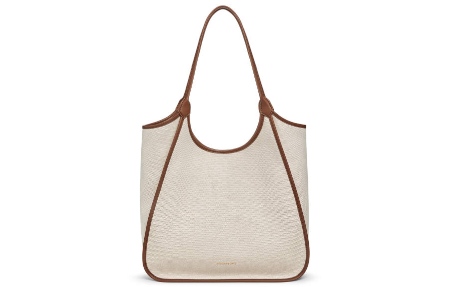 CHARLES&KEITH Canvas Shoulder Bag Large Women's Taupe Canvas Beige & Gray Umber