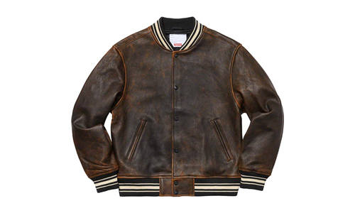 Supreme Supreme Worn Leather Varsity Jacket