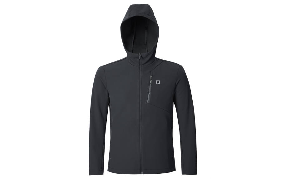 FILA Fitness Soft And Comfortable Woven Water Repellent Fleece Lined Jacket Men's Pitch Black