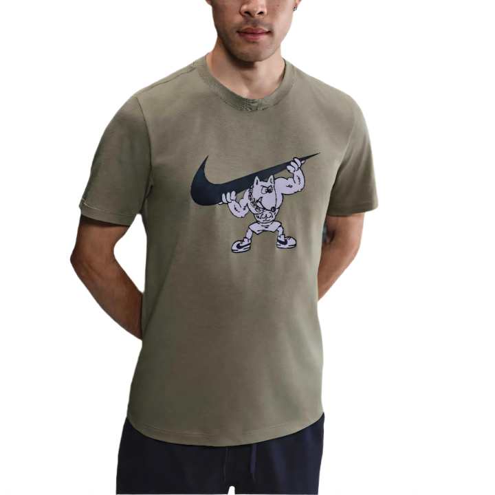 Nike Nike T Shirts Men's Army Green Crew Neck Moderate Straight Fit