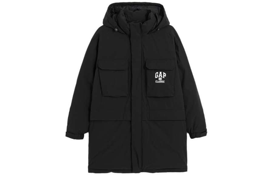 GAP GAP Down Jackets Men's Black Hooded Thickened Down Coat