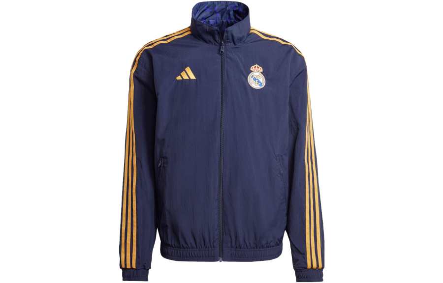 Adidas Adidas Real Madrid Anthem Jacket Retro Sports Stand Collar Jackets Men's Legend Ink