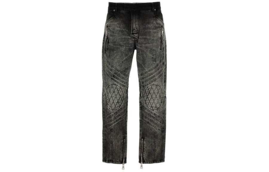 BALMAIN BALMAIN Zip Detailed Bleached Motor Denim Jeans