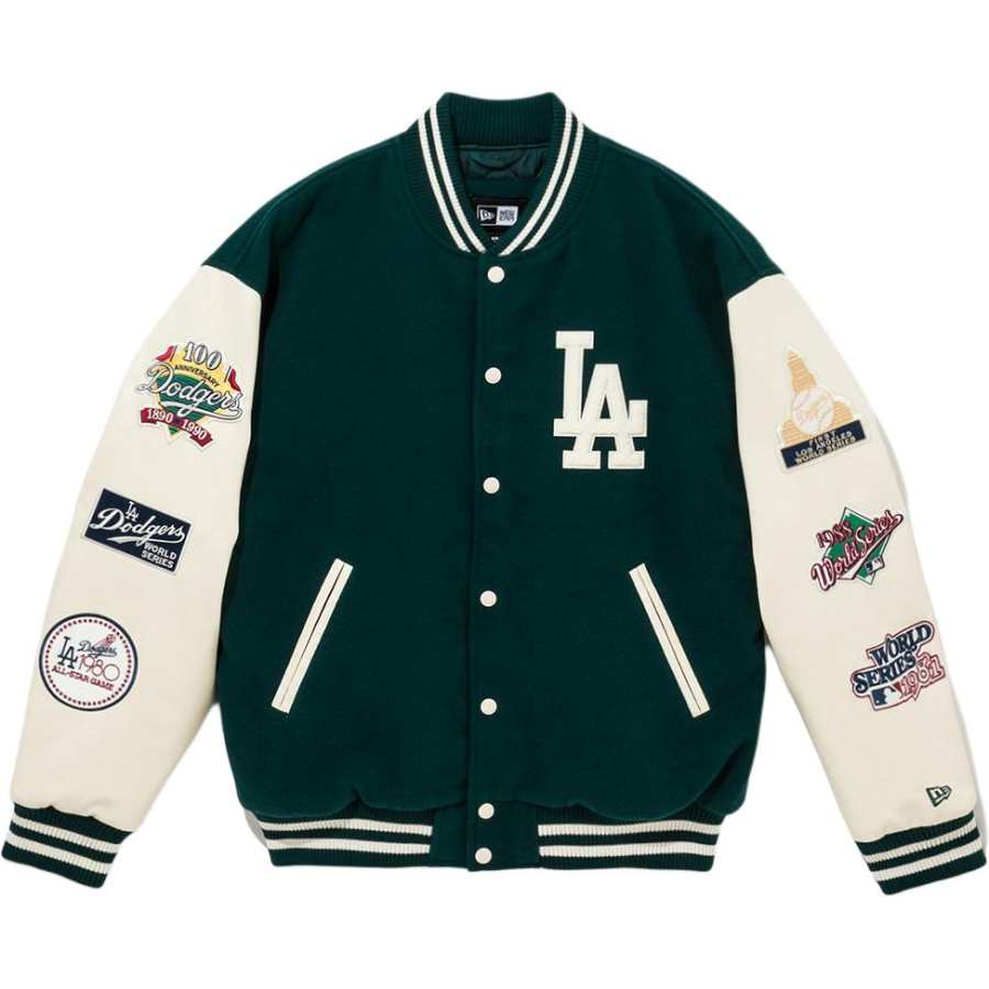 New Era Baseball Jacket Unisex White Green