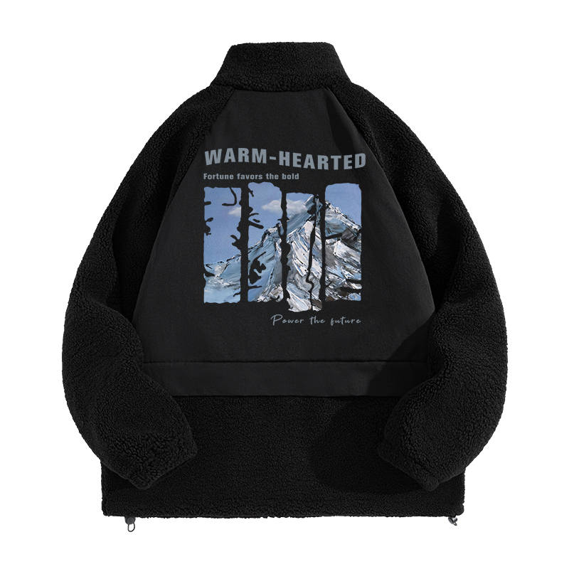 MINISO Velvet Jackets Unisex Stand Collar Thickened And Fleece Lined
