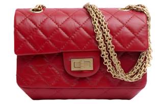 CHANEL Calfskin Chain Crossbody Bag, Shoulder Bag Mini Women's Red
