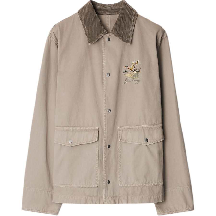 Burberry motif-embroidered shirt jacket