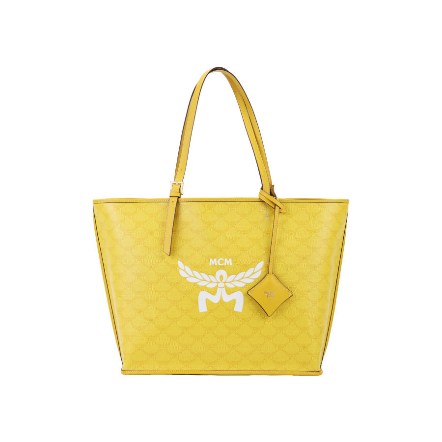 MCM Himmel Letter Combination Canvas With Napa Leather Shoulder Bag, Handbag Medium Women's Lemon