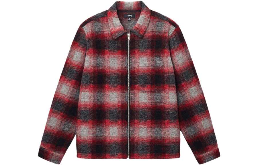 Stussy Brushed Wool Plaid Zip Shirt