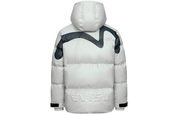 EVISU EVISU Down Jackets Men's Silver Gray Hooded Moderate Down Jacket