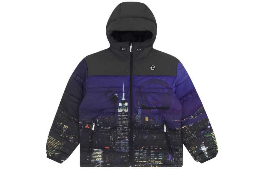 Aape Aape Down Jackets Men's PPX/Purple Hooded Moderate Other