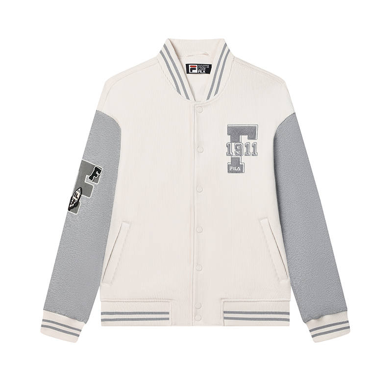 FILA Baseball Jacket Unisex Steam White