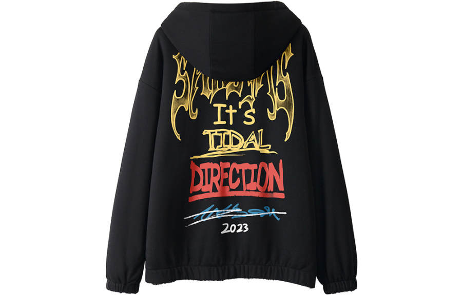 SANSYAS Hip Hop Letter Print Loose Fit Thickened And Fleece Lined Jackets & Coats Unisex Black