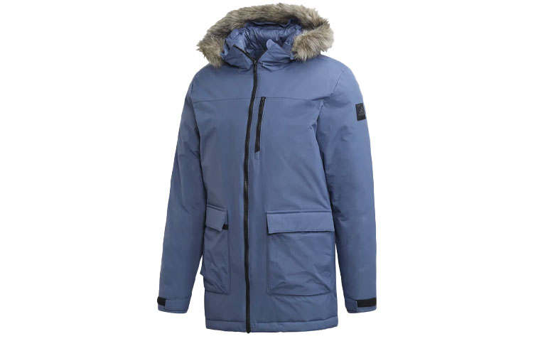 Adidas Adidas Parka Coats Men's Blue Hooded Moderate