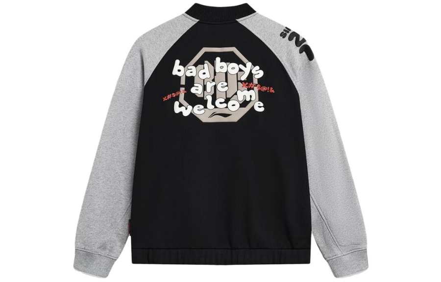 Li-Ning Li Ning BADFIVE Baseball Jacket Men's Black Heather Gray