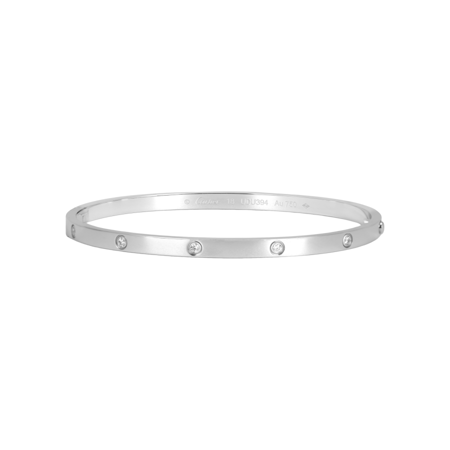 CARTIER LOVE 18K Gold Diamond Bangles Unisex White Gold