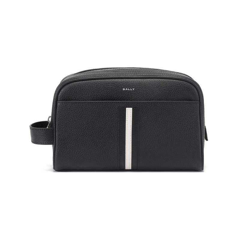 BALLY Cow Leather Toiletry Bag Makeup Bag Regular Men's Black
