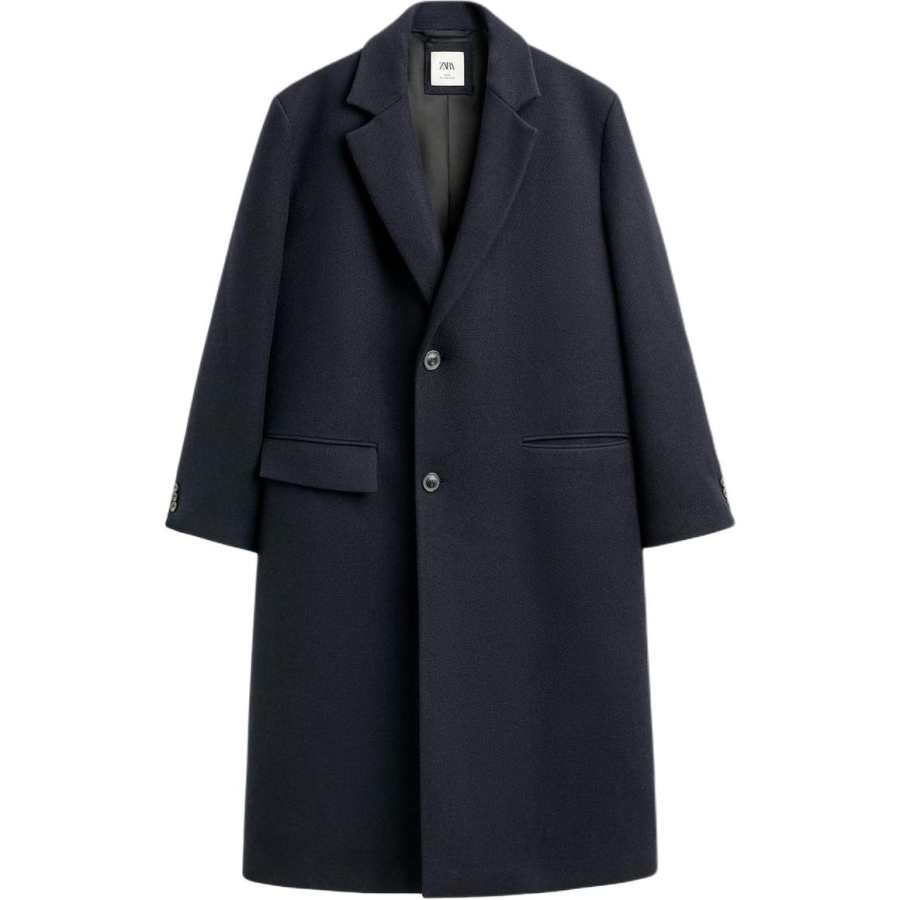ZARA Coats Men's Sea Blue Suit Collar Moderate