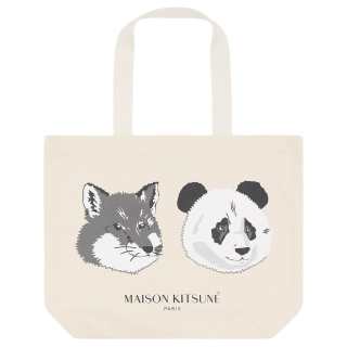 Maison Kitsune Cotton Canvas Shoulder Bag Regular Unisex Beige