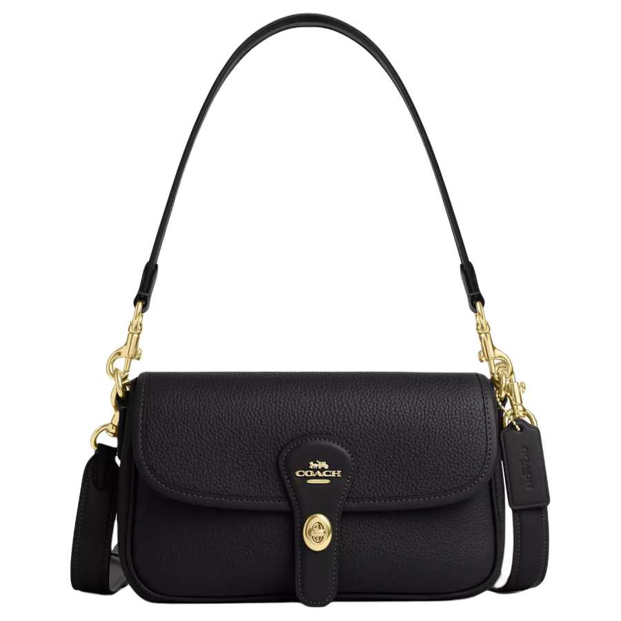 COACH COACH Hadley Cow Leather Shoulder Bag Medium Women's Black