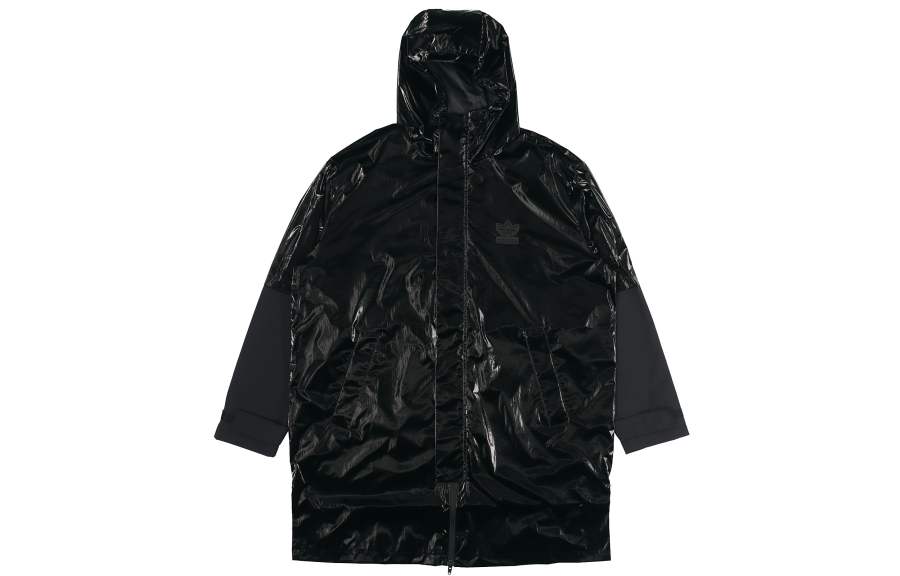 Adidas Originals Liquid Metal Trench Coats Men's Black Hooded Moderate Other