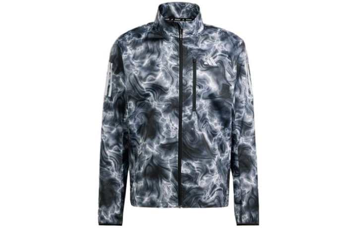 Adidas Adidas ALLOVER PRINT Jackets Men's Black Gray Color Stand Collar Moderate Other