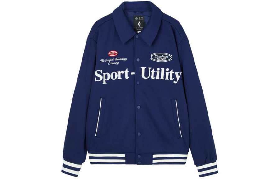 Skechers Colorful Baseball Jacket Men's Ocean Cave Blue