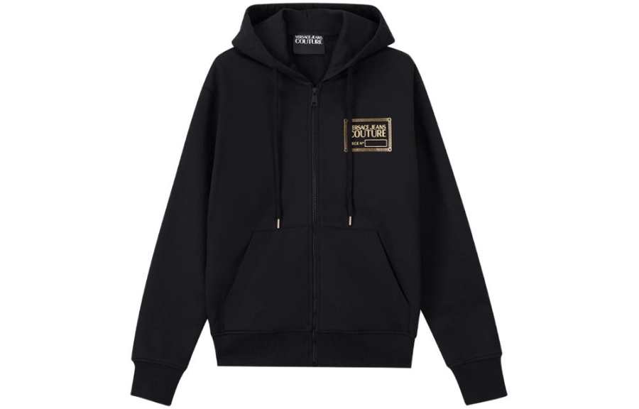 VERSACE JEANS COUTURE 【Zoomed Imagery】logo-print zip-up hoodie
