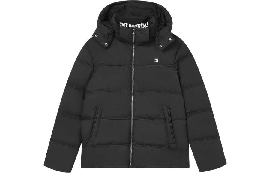 FILA FILA Down Jackets Men's Black Hooded Moderate Down Jacket