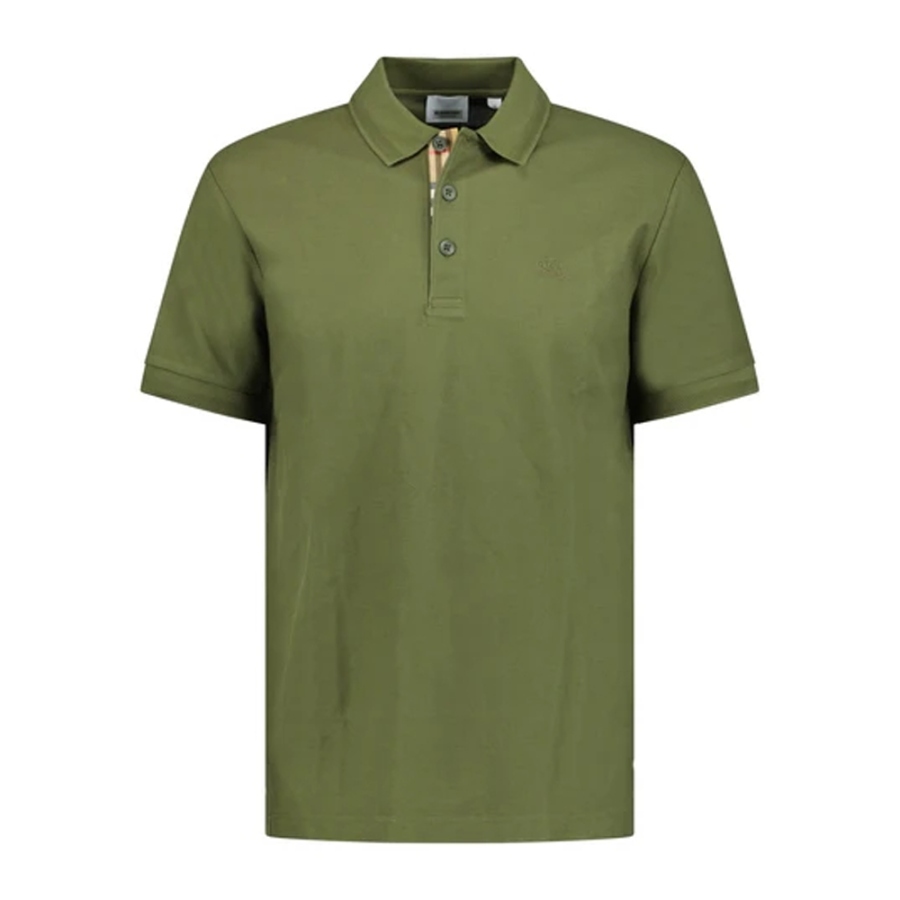 Burberry SS24 Logo Embroidery Vertical Button-Up Polo Shirt Green