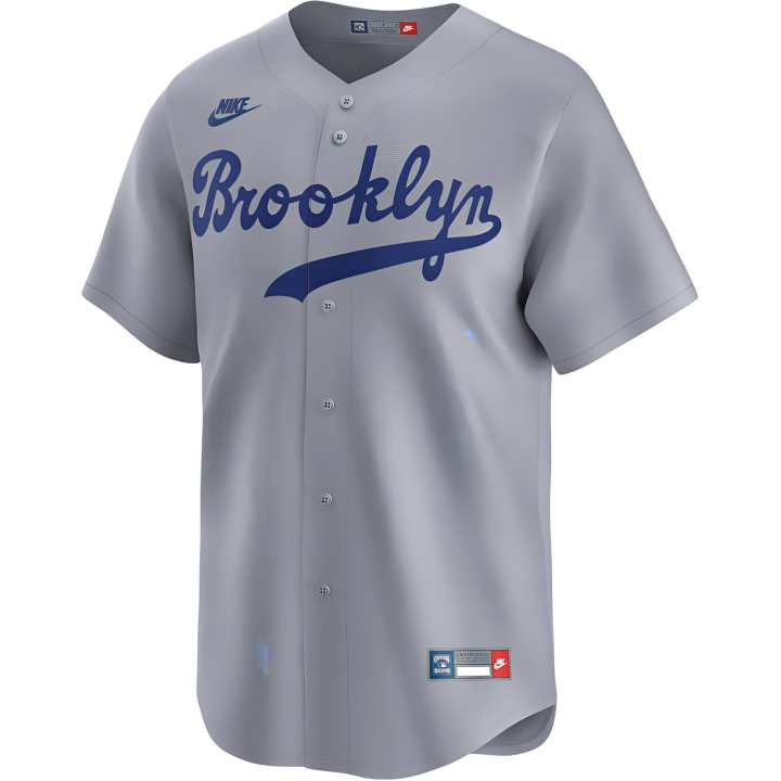 Nike Nike x MLB Collaboration Brooklyn Dodgers Cooperstown Baseball Jacket Men's Gray