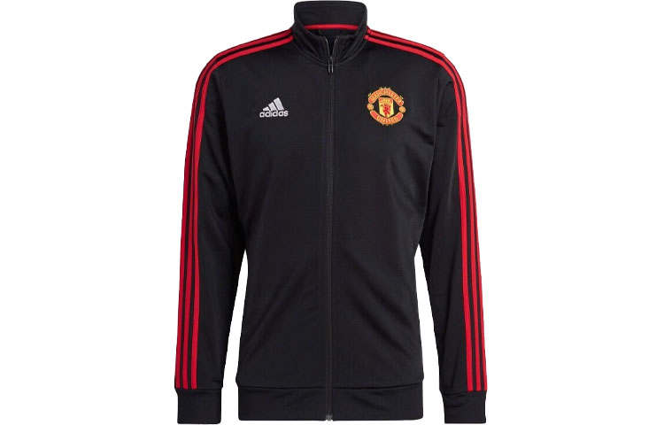 Adidas Adidas Manchester United Retro Sports Stripes Stand Collar Jackets Men's Black