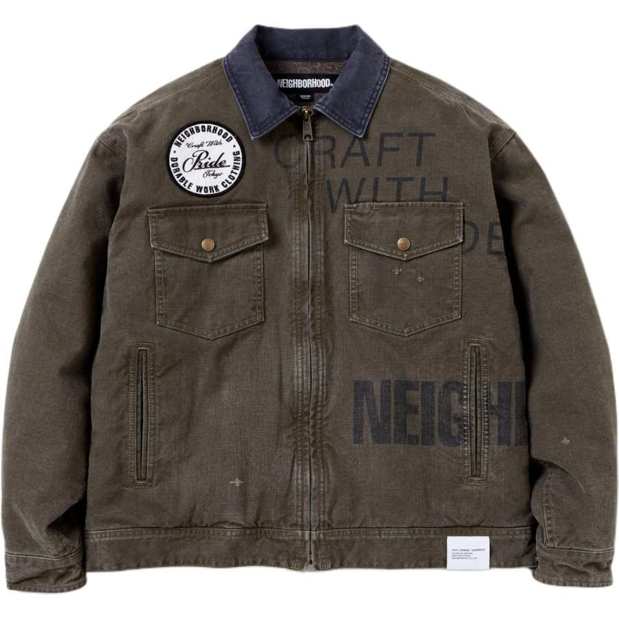 Neighborhood embroidered-patch denim jacket