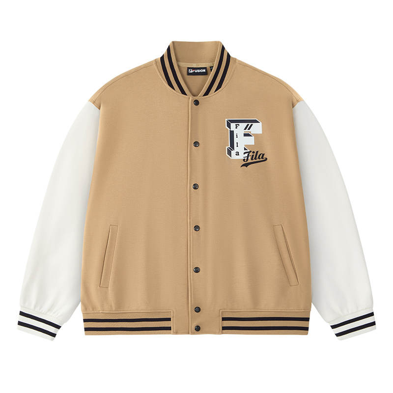 FILA FUSION Baseball Jerseys Unisex Maple Leaf Brown Baseball Collar Moderate
